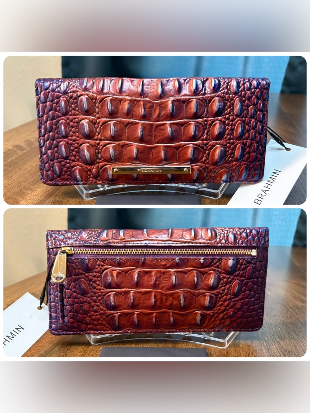 Brahmin NWT Ady - Dawning Ombré - Dusk Inspired Leather Wallet - Plum - Picture 8 of 14